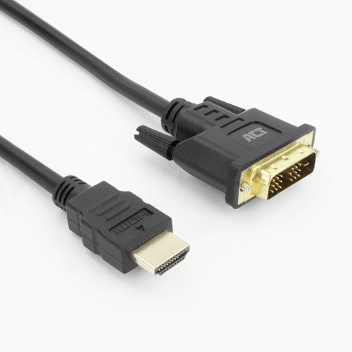 Kabel ACT HDMI DVI 18+1 pin M/M zwart 2 meter 1 Stuk