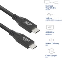Kabel ACT USB-C 3.2 GEN.2 M/M zwart 2 meter 1 Stuk-2