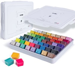 Gouache HIMI 56 kleuren 30gr neon en mtl box wit 1 Stuk