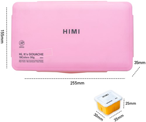 Gouache HIMI 18 kleuren 30gr box roze 1 Stuk-3