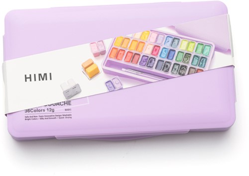 Gouache HIMI Twin cups 36 kleuren 12gr box lila 1 Stuk