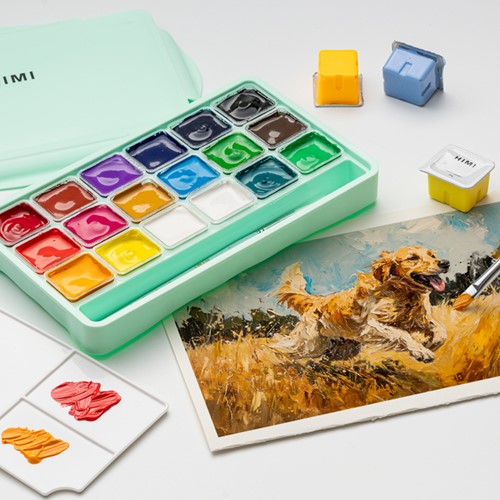 Gouache HIMI 18 kleuren 30gr box groen 1 Stuk-2