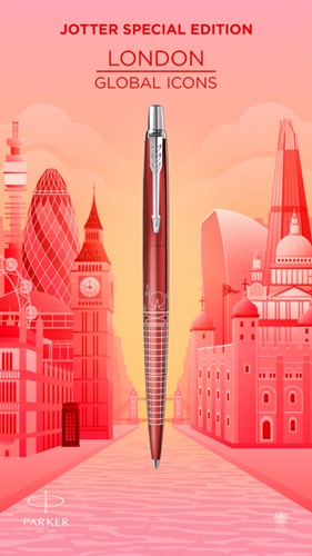 Balpen Parker Jotter Londen  CT M rood 1 Stuk-4