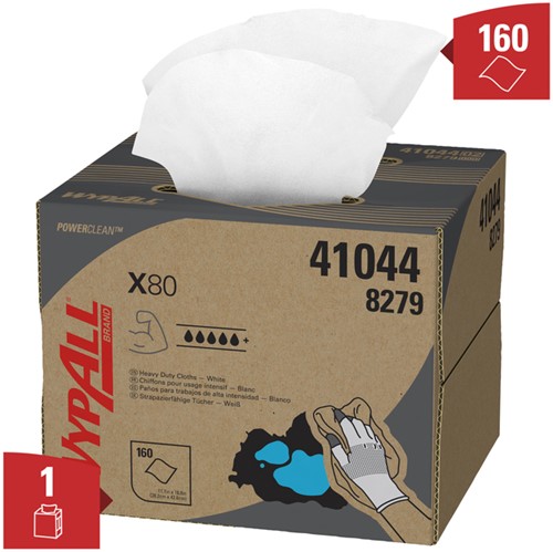 Poetsdoek WypAll X80 PowerClean 426x281mm wit 160 Vel-2