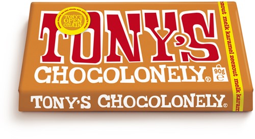 Chocolade Tony Chocolonely melk karamel zee 90gr 90 Gram