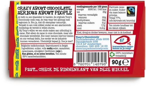 Chocolade Tony Chocolonely melk 90 gram 90 Gram-1