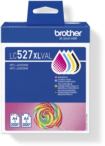 Inktcartridge Brother LC-527XL zwart + 3 kleuren 4 Stuk