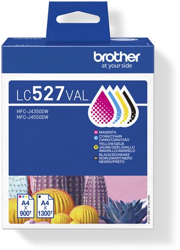 Inktcartridge Brother LC-527 zwart + 3 kleuren 4 Stuk