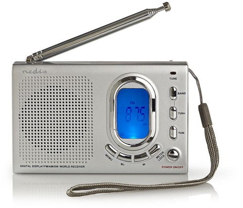 Wereldradio Nedis met wekker RDWR1000GY 1 Stuk