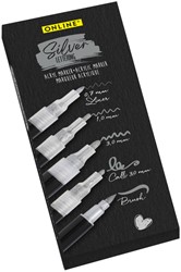 Acrylmarker Online lettering 5 breedtes zilver 5 Stuk