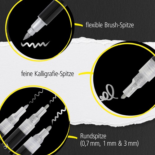 Acrylmarker Online lettering 5 breedtes zilver 5 Stuk-3