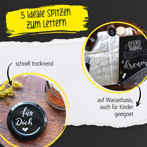 Acrylmarker Online lettering 5 breedtes zilver 5 Stuk-5
