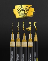 Acrylmarker Online lettering 5 breedtes goud 5 Stuk-3