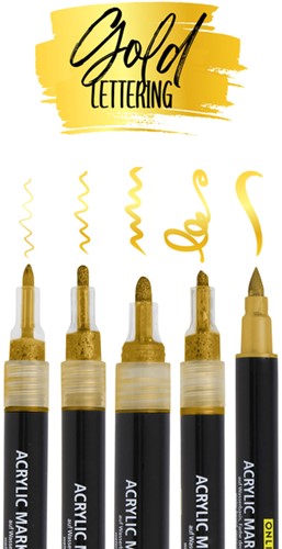 Acrylmarker Online lettering 5 breedtes goud 5 Stuk-1