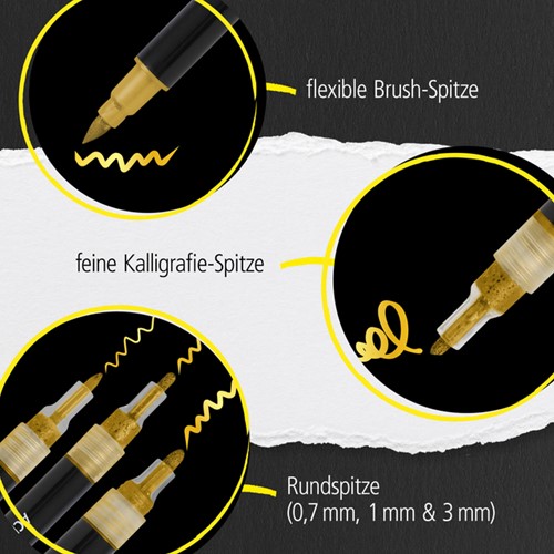 Acrylmarker Online lettering 5 breedtes goud 5 Stuk-3