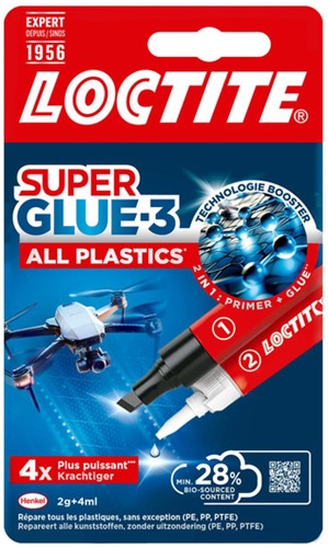 Secondenlijm Loctite All Plastic 2gr+4 ml 1 Stuk
