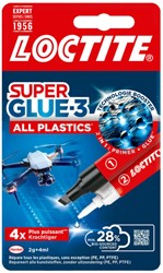 Secondenlijm Loctite All Plastic 2complijm 2gr+4ml 1 Stuk