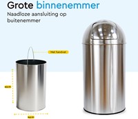 Afvalbak BRASQ Push Bin PB230+ 30 liter rvs 1 Stuk-2