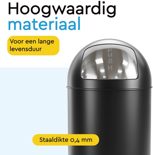 Afvalbak BRASQ Push Bin PB230+ 30 liter zwart 1 Stuk-1