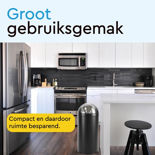 Afvalbak BRASQ Push Bin PB230+ 30 liter zwart 1 Stuk-5