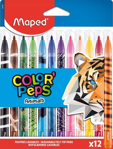 Viltstift Maped ColorPeps Animals set 12 kleuren 12 Stuk