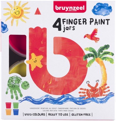 Vingerverf Bruynzeel Kids set 4 kleuren 4 Stuk