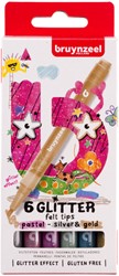 Viltstift Bruynzeel Kids 6 glitterkleuren 6 Stuk