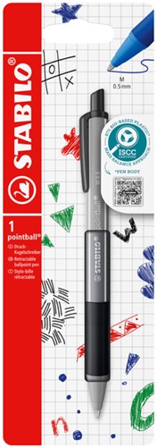 Balpen STABILO pointball colorful zw blist à 1st 1 Stuk