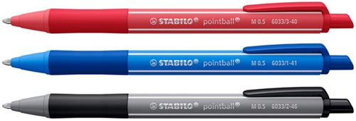 Balpen STABILO pointball colorful ass blist à 3st 3 Stuk-3