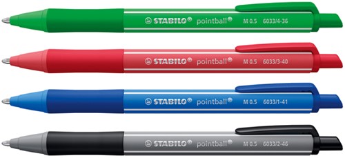 Balpen STABILO pointball colorful ass blist à 4st 4 Stuk-3