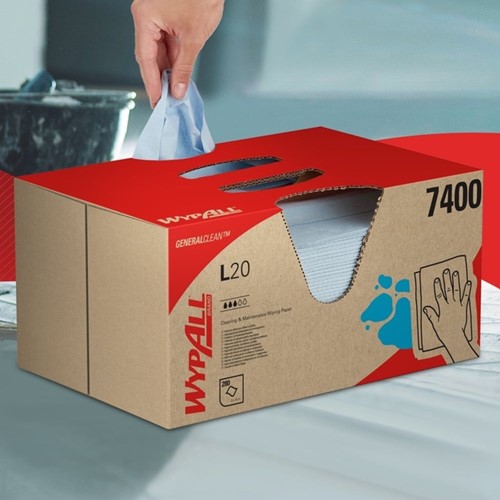 Poetsdoek WypAll L20 GeneralClean 420x330mm blauw 280 Vel-2