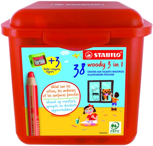 Kleurpotlood STABILO 882 woody 3 in 1 38st ass 38 Stuk