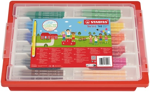 Viltstift STABILO Trio A-Z 378 144st assorti 144 Stuk