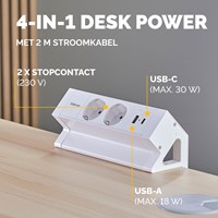 Stekkerdoos Fellowes PDF 2v incl USB A+C 2m wit 1 Stuk-2