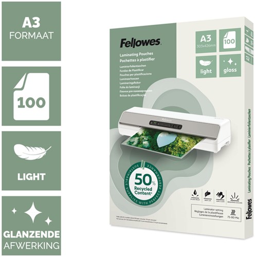 Lamineerhoes Fellowes A3 2x75micron recycled glans 100 Stuk-2