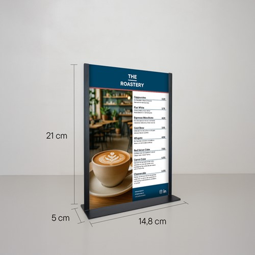 Kaarthouder Europel zwart metaal met acryl bord A5 1 Stuk-2