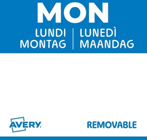 Etiket Avery HACCP maandag-blauw 25x25mm 1000st 1000 Stuk-2