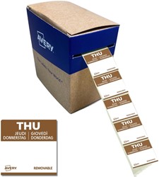 Etiket Avery HACCP donderdag-bruin 25x25mm 1000st 1000 Stuk