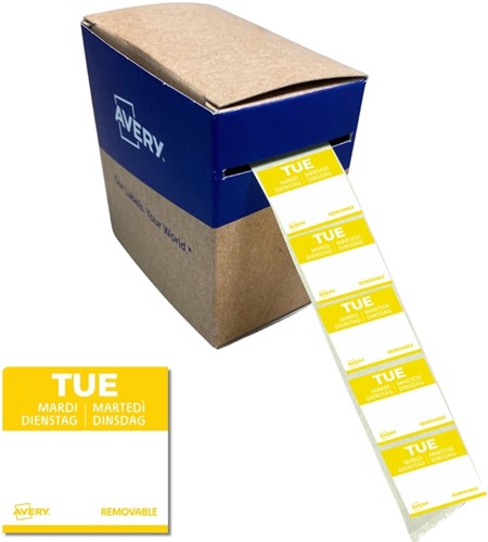 Etiket Avery HACCP dinsdag-geel 25x25mm 1000st 1000 Stuk