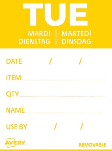 Etiket Avery HACCP dinsdag-geel 40x56mm 500st 500 Stuk-2