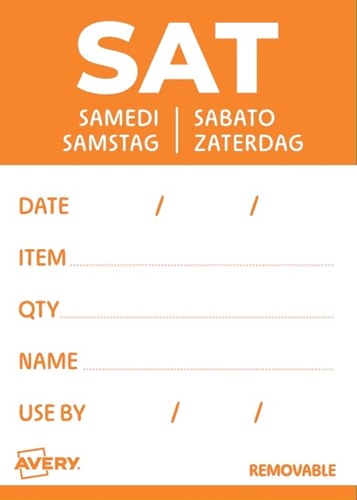Etiket Avery HACCP zaterdag-oranje 40x56mm 500st 500 Stuk-2