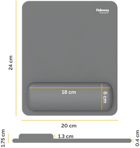 Muismat met polssteun Fellowes Breyta grijs 1 Stuk-2