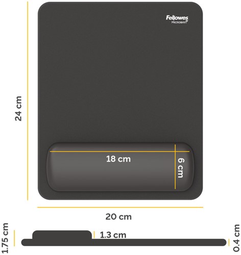 Muismat met polssteun Fellowes Breyta zwart 1 Stuk-2