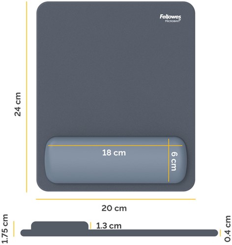 Muismat met polssteun Fellowes Breyta blauw 1 Stuk-2