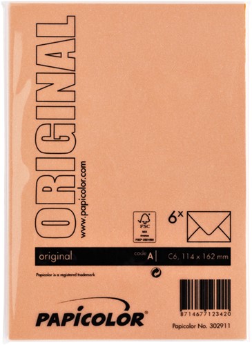 Envelop Papicolor C6 114x162mm oranje 6 Stuk-3