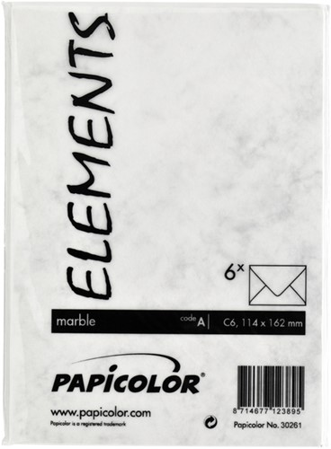 Envelop Papicolor C6 114x162mm marble grijs 6 Stuk-3