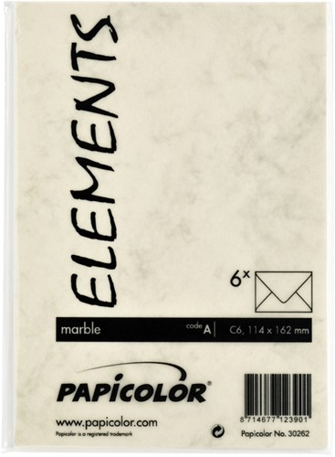 Envelop Papicolor C6 114x162mm marble ivoor 6 Stuk-3
