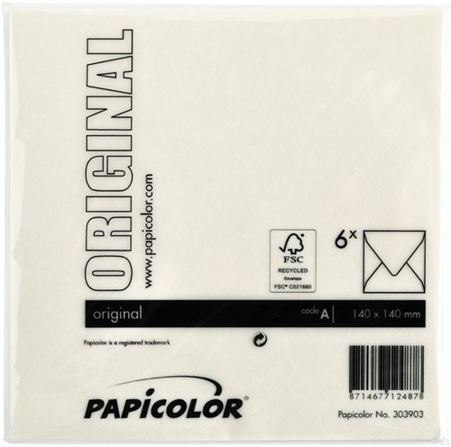 Envelop Papicolor 140x140mm anjerwit 6 Stuk-3