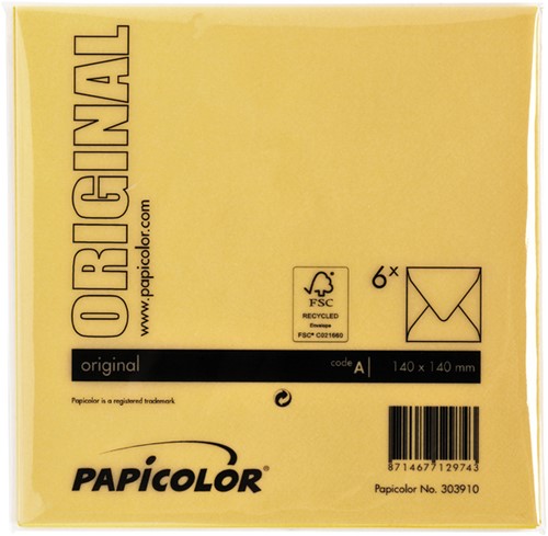 Envelop Papicolor 140x140mm dottergeel 6 Stuk-3