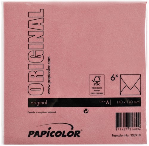 Envelop Papicolor 140x140mm rood 6 Stuk-3